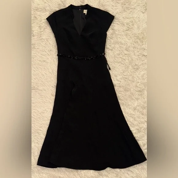 NEW Sachin & Babi Black Marian Sequin belted cap sleeve Midi Dress SZ 0 $ 495